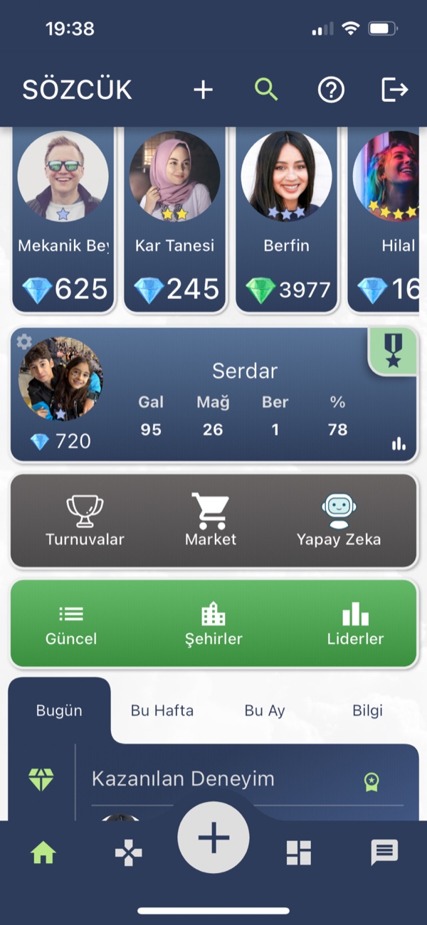 Sözcük uygulaması ana ekranı