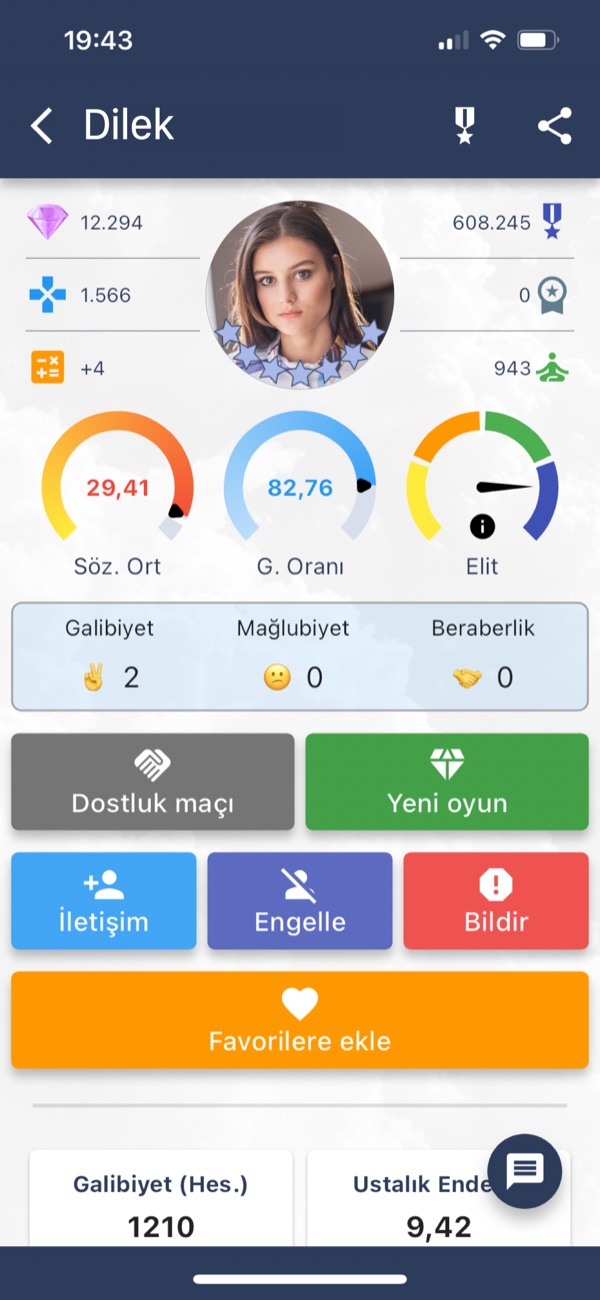 Oyuncu profili ve istatistikler