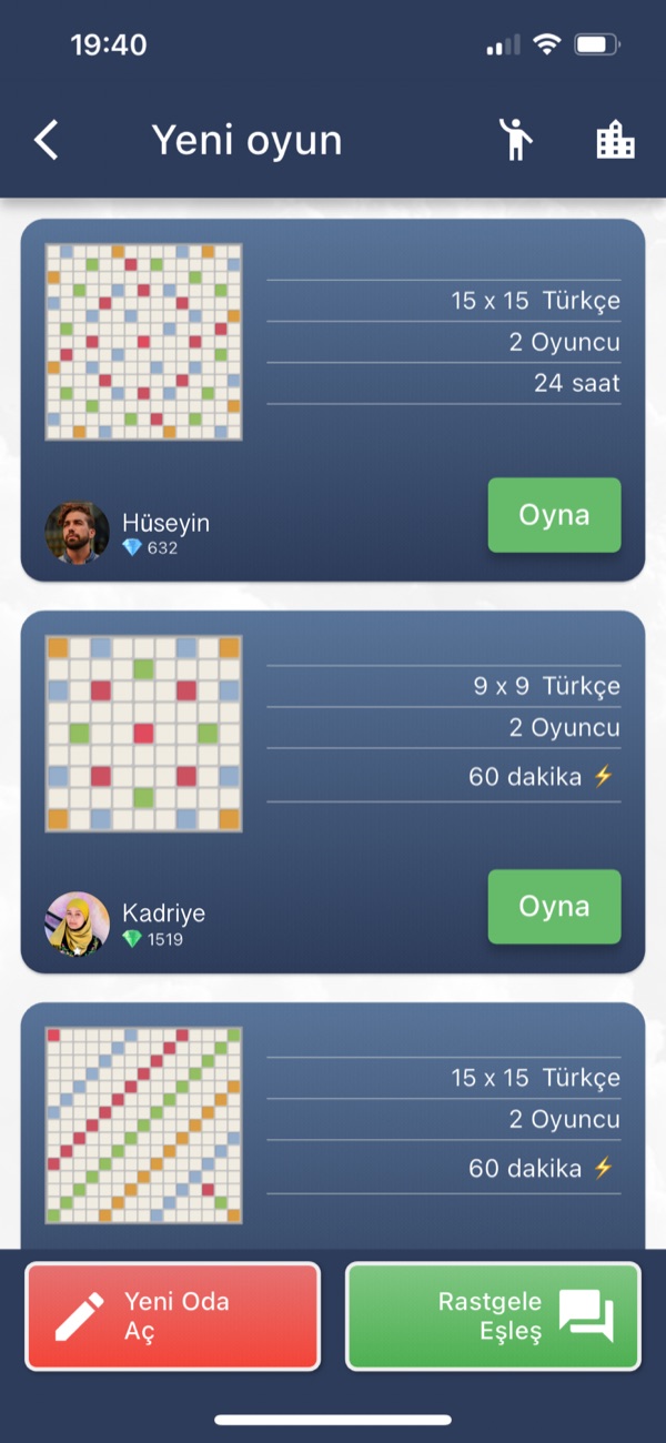 Yeni oyun ekranı