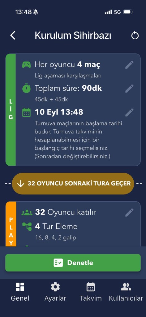 Kurulum sihirbazı ve format seçimi